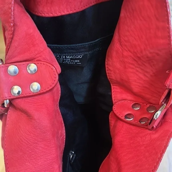Laura Di Maggio Red Suede Slouchy Crossbody Bag